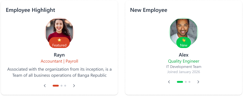 Employee Highlight & New Employee web part in the redesigned BRConnect intranet homepage