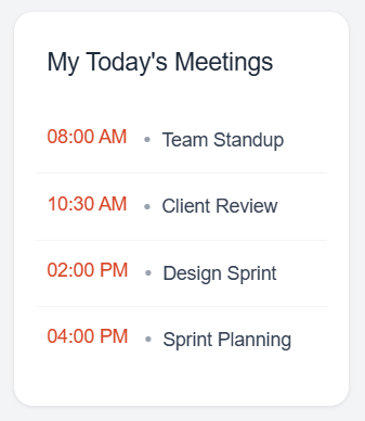 My Today's Meetings web part in the redesigned BRConnect intranet homepage